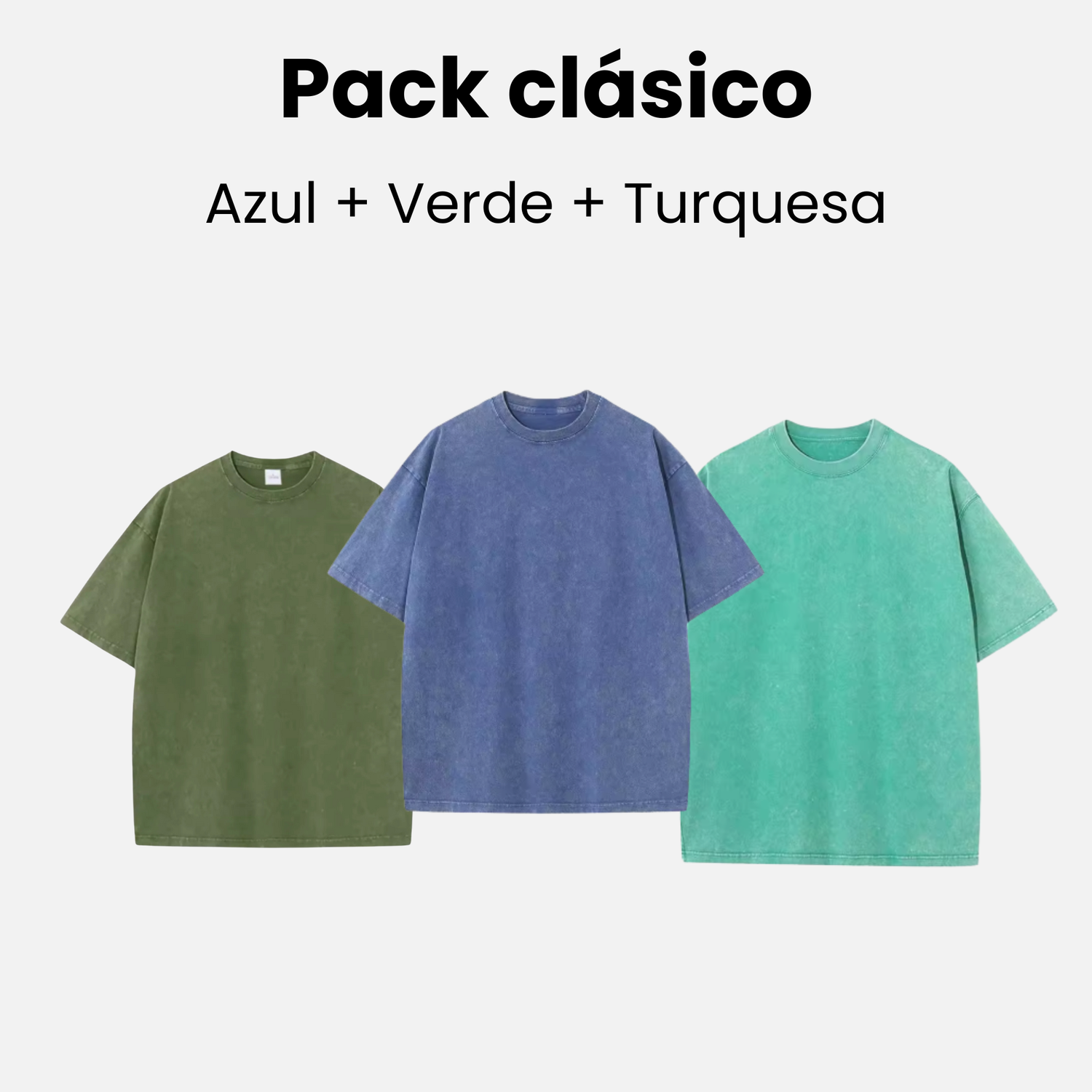 Pack clásico - 3 camisetas oversize - Azul + Verde + Turquesa