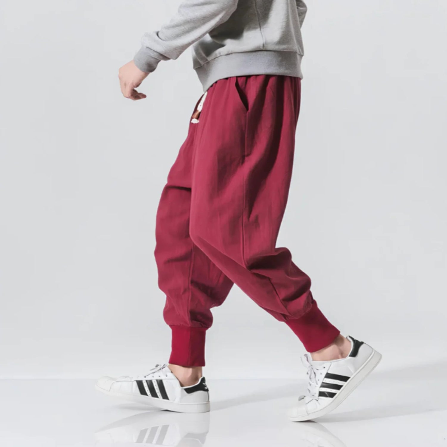 Kaze - Pantalón harem cómodo de algodón - Rojo
