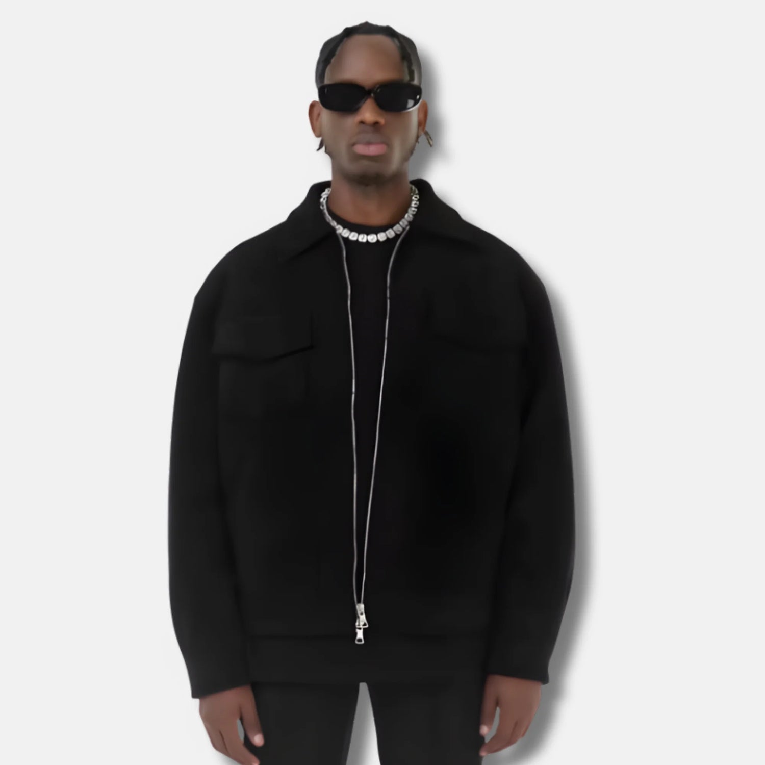 Hikari - Abrigo oversize de ante – Negro