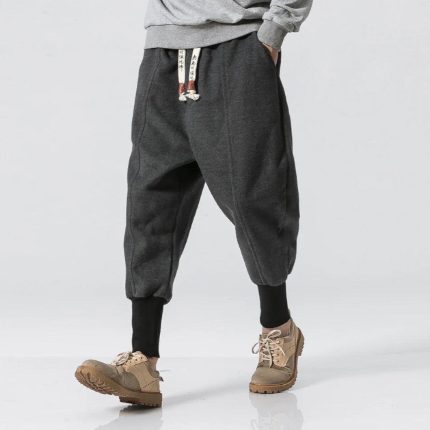 Tsuki - Pantalón harem de invierno grueso - Gris oscuro
