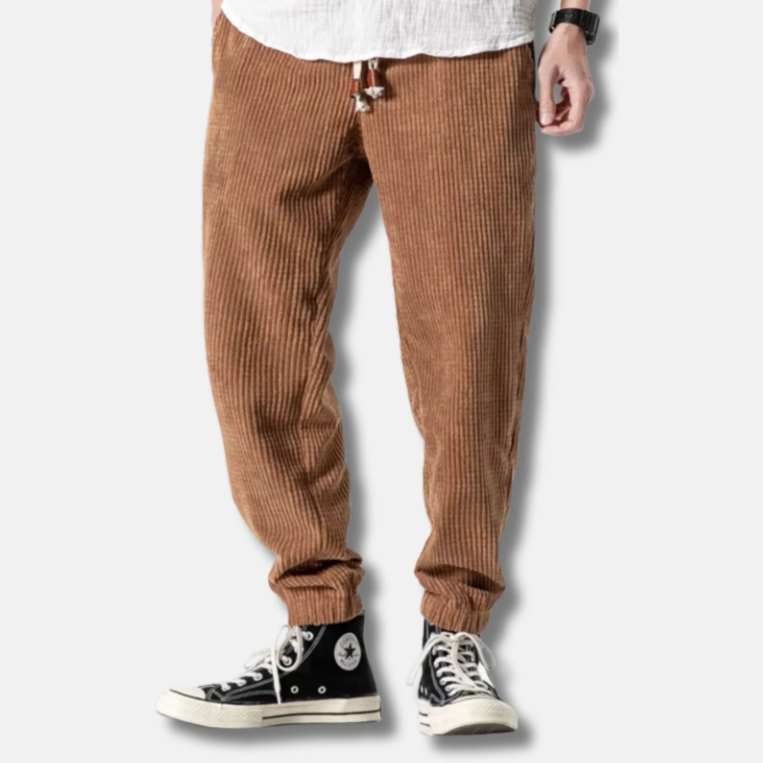 Shizu -Pantalón de pana de canalé – Marrón