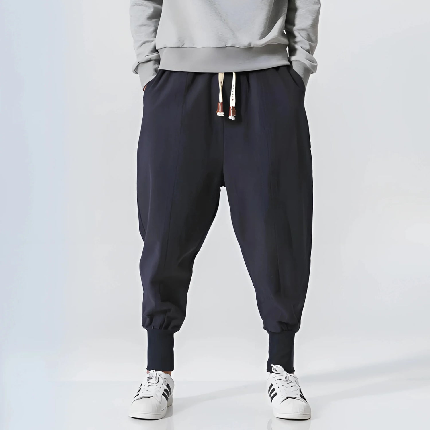 Kaze - Pantalón harem cómodo de algodón - Azul marino