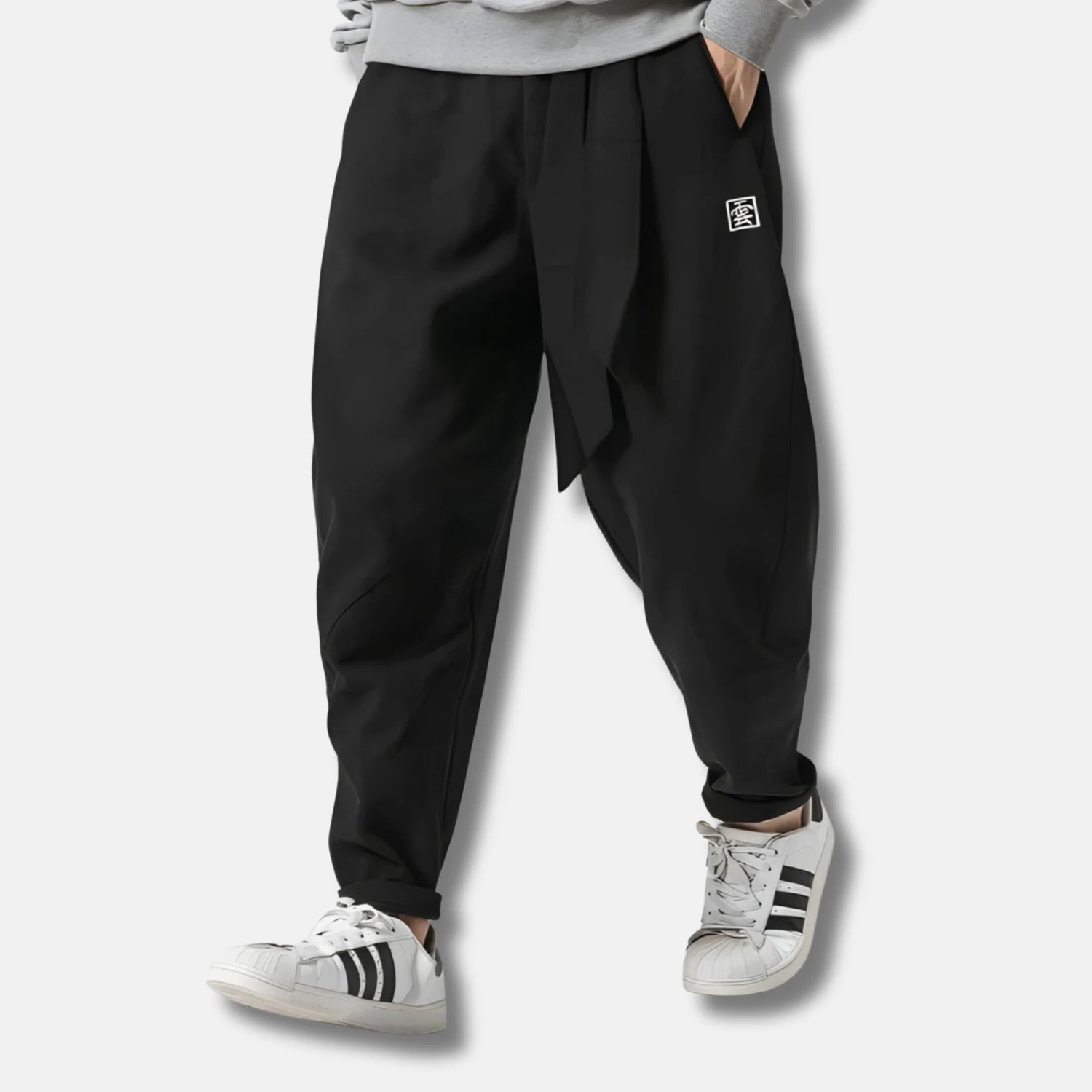 Akio - Pantalón harem de invierno grueso – Negro