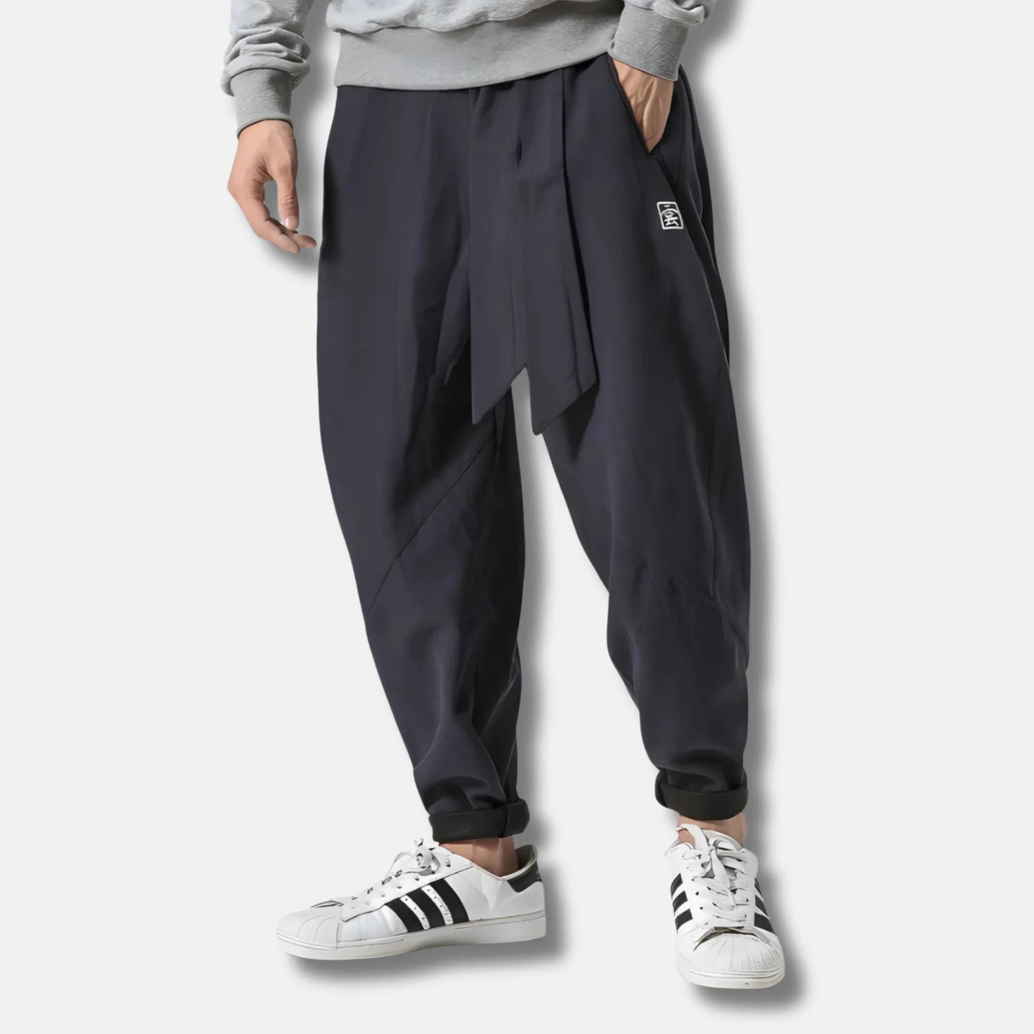 Akio - Pantalón harem de invierno grueso – Azul